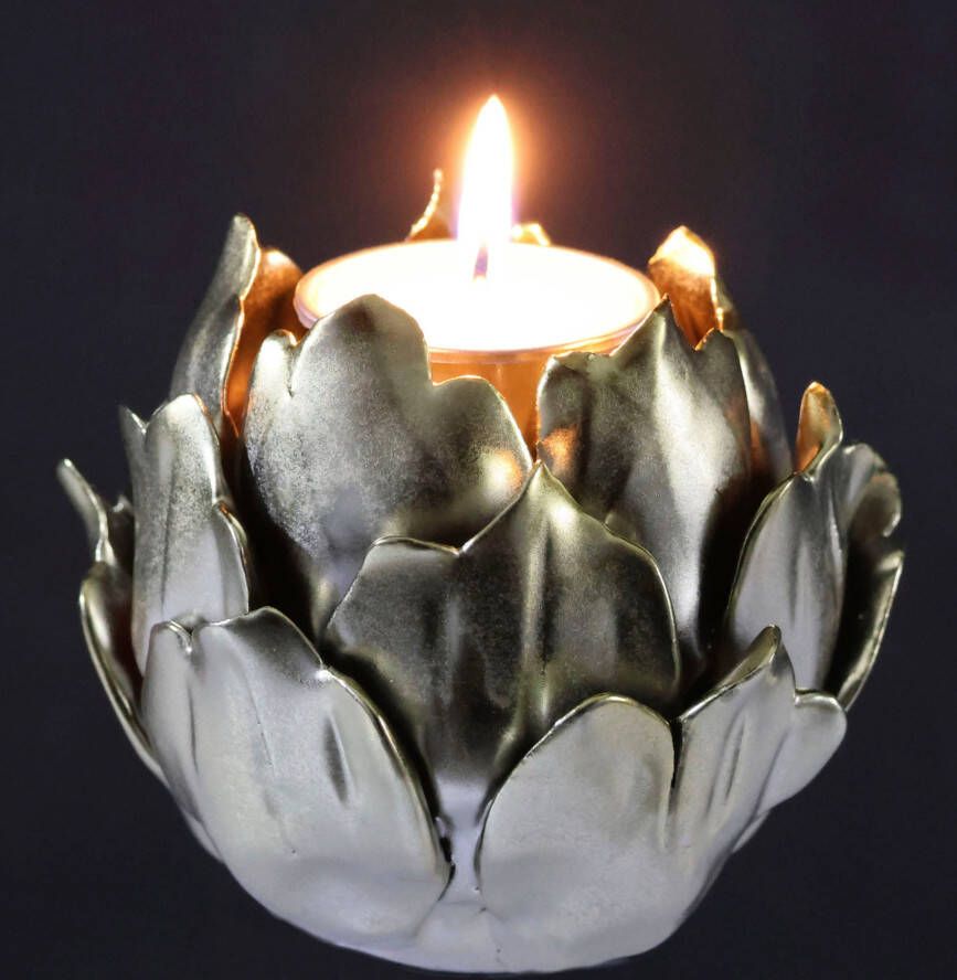 I.GE.A. Kandelaar Artischocke Teelichthalter aus Keramik Höhe ca. 9 cm (1 stuk) - Foto 1
