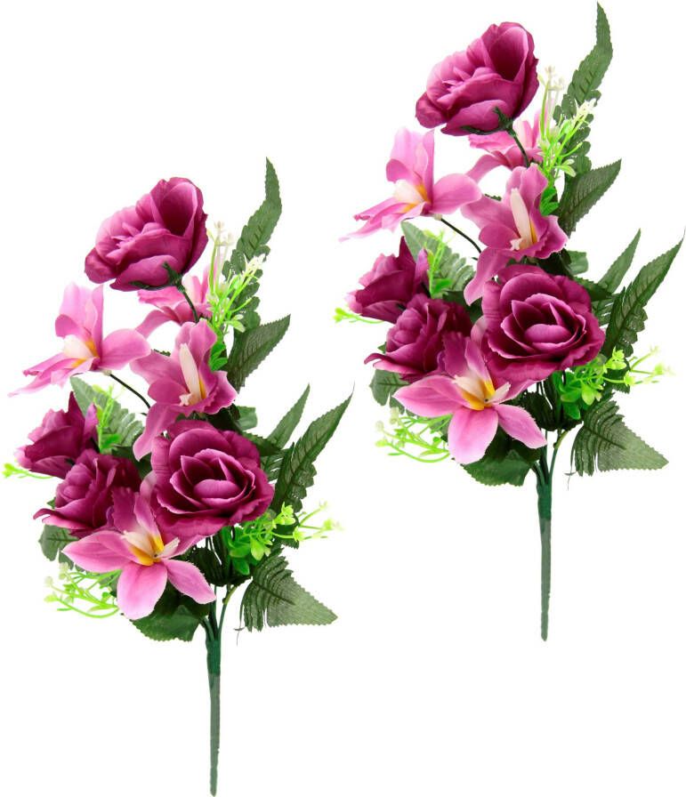 I.GE.A. Kunstbloem Bouquet aus Orchideen und Rosen (2 stuks) - Foto 1
