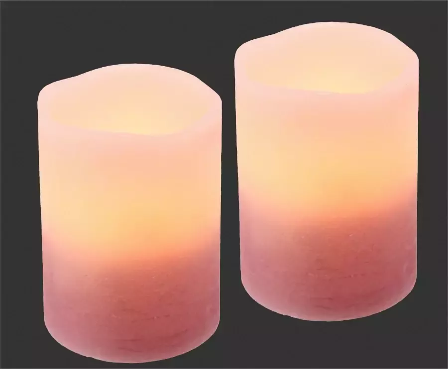 I.GE.A. Led-kaars LED-Kerzen Flackernd Warmweiß 2er Set Stumpenkerze Deko Valentinstag (2-delig) - Foto 2