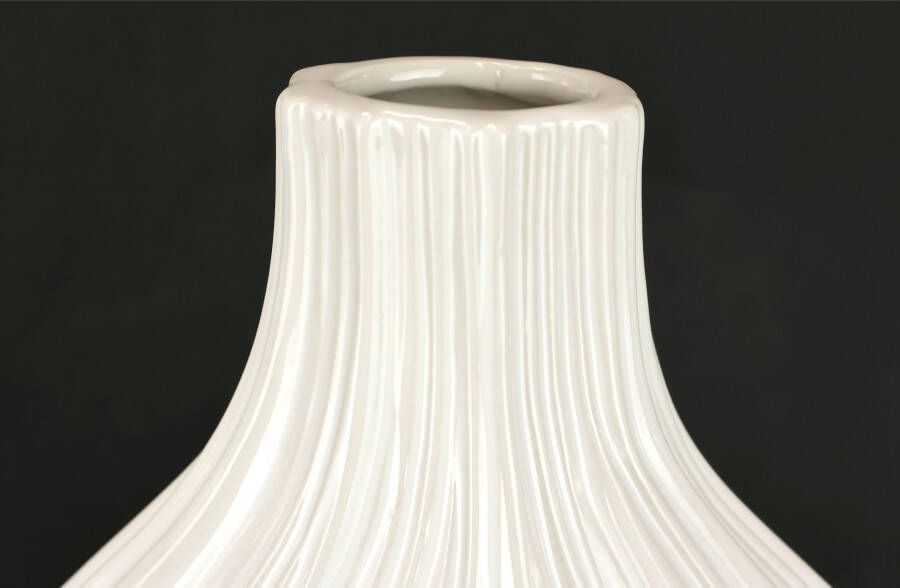 I.GE.A. Siervaas Blumenvase aus Keramik geriffelt bauchig glänzend Keramikvase (1 stuk) - Foto 2