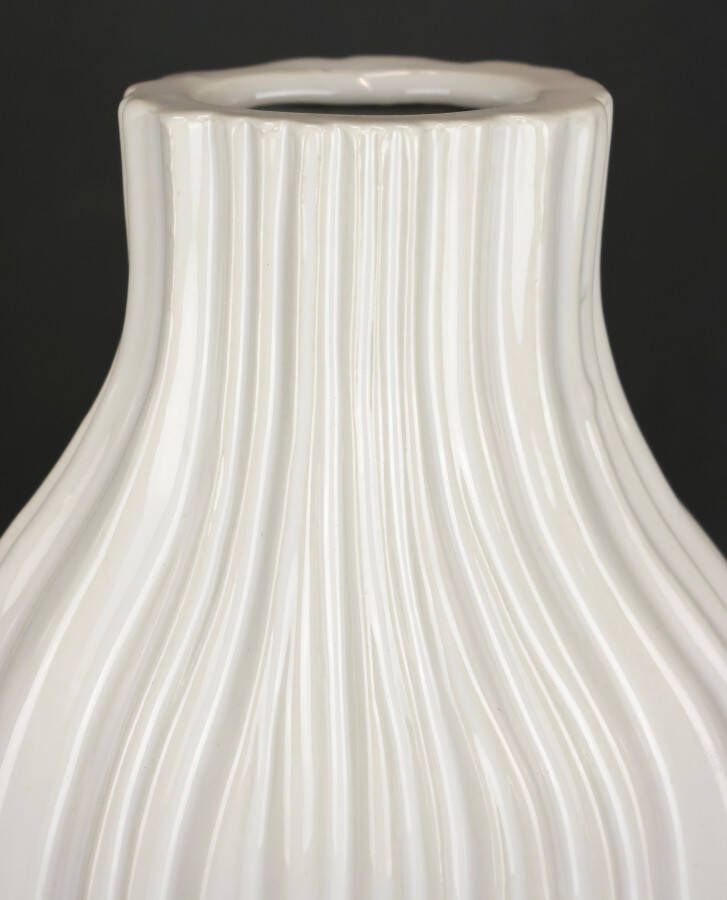 I.GE.A. Siervaas Blumenvase aus Keramik geriffelt bauchig glänzend Keramikvase (1 stuk) - Foto 1