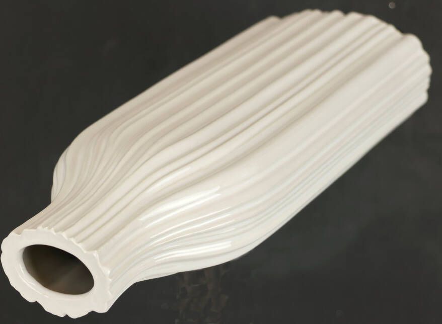 I.GE.A. Siervaas Blumenvase aus Keramik geriffelt bauchig glänzend Keramikvase (1 stuk) - Foto 3