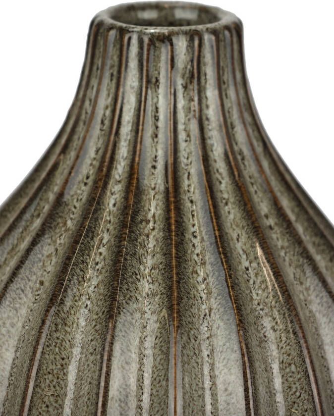 I.GE.A. Siervaas Vase aus Keramik geriffelt bauchig matt glänzend (1 stuk) - Foto 1