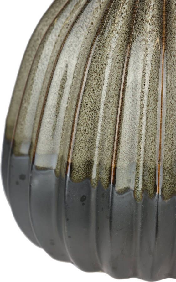 I.GE.A. Siervaas Vase aus Keramik geriffelt bauchig matt glänzend (1 stuk) - Foto 2