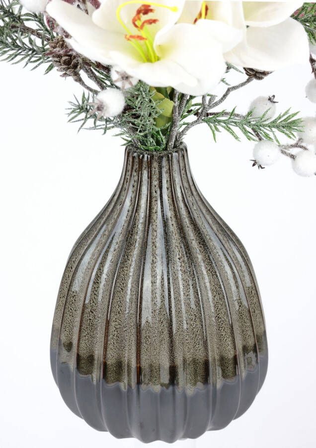 I.GE.A. Winterse kunstplant Gesteck mit Amaryllis in Vase aus Keramik Kunstblumen-Arrangement(1 stuk) - Foto 2