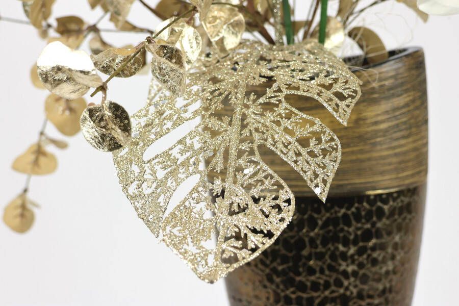 I.GE.A. Winterse kunstplant Gesteck mit Orchidee in Keramikvase festliche Weihnachtdeko(1 stuk) - Foto 2