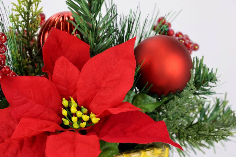 I.GE.A. Winterse kunstplant Gesteck Poinsettia im Pokal Weihnachtsstern Weihnachtdeko - Foto 1