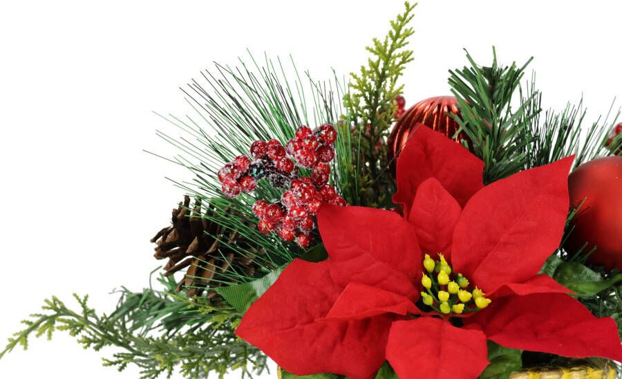 I.GE.A. Winterse kunstplant Gesteck Poinsettia im Pokal Weihnachtsstern Weihnachtdeko - Foto 2