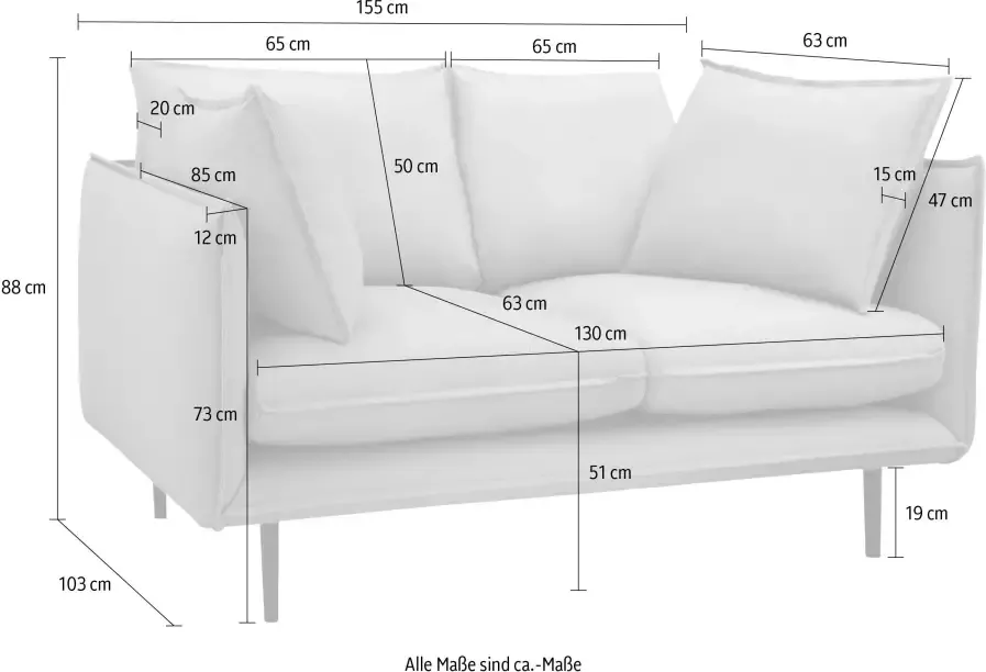 INOSIGN 2-zitsbank Somba met dikke opstaande naad en elegante look