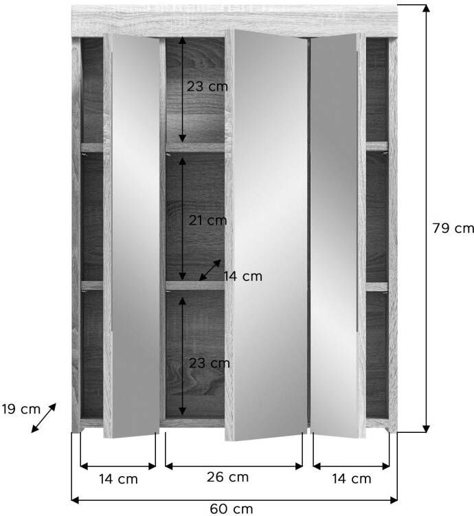 INOSIGN Badkamerspiegelkast Siena Badkamermeubel spiegelkast breedte 60 cm (1 stuk) - Foto 5