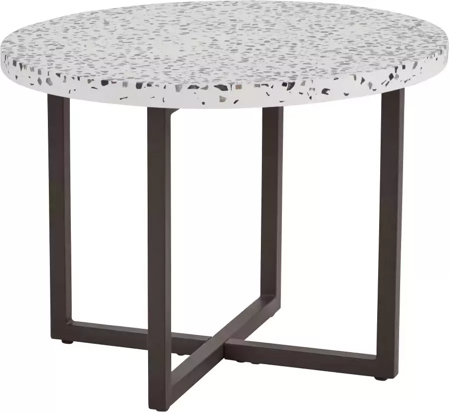INOSIGN Bijzettafel Steph met een mooi metalen frame en een bijzondere tafelblad-look