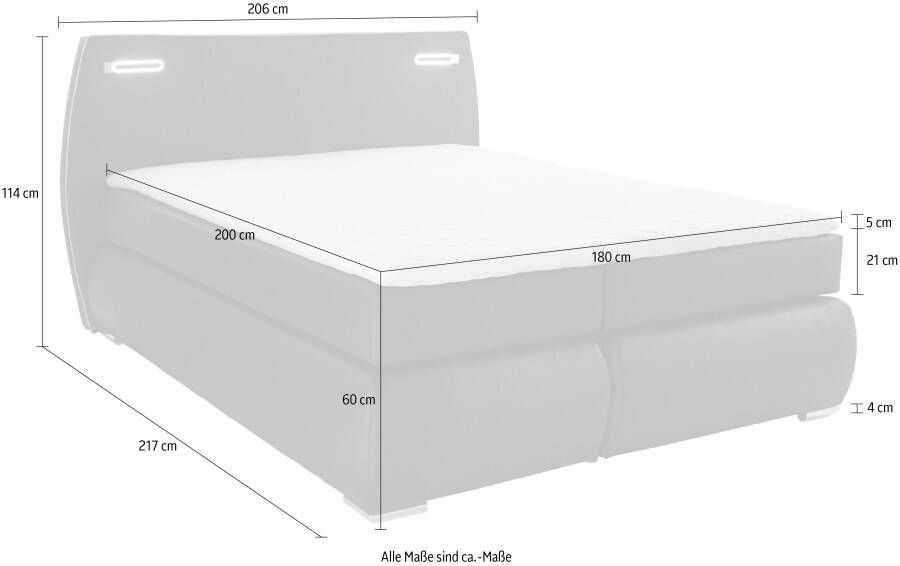 INOSIGN Boxspring Black & white incl. ledverlichting 3 hardheden - Foto 4