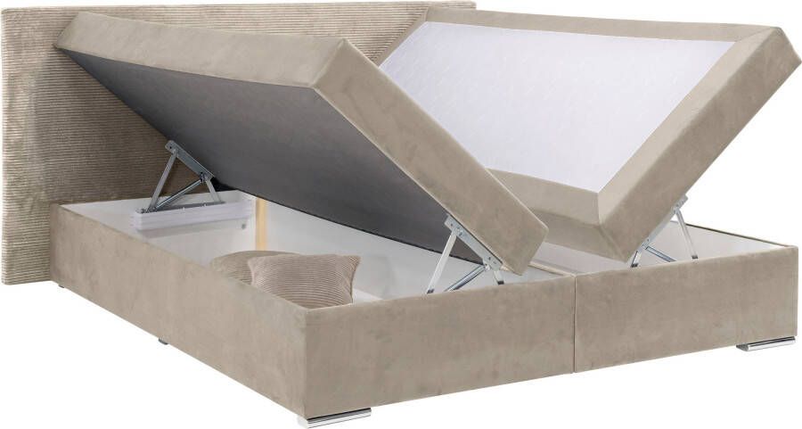 INOSIGN Boxspring Evina Incl. bedbox & topper verkrijgbaar in H2 of H3 hoofdbord met ribfluwelen bekleding - Foto 7