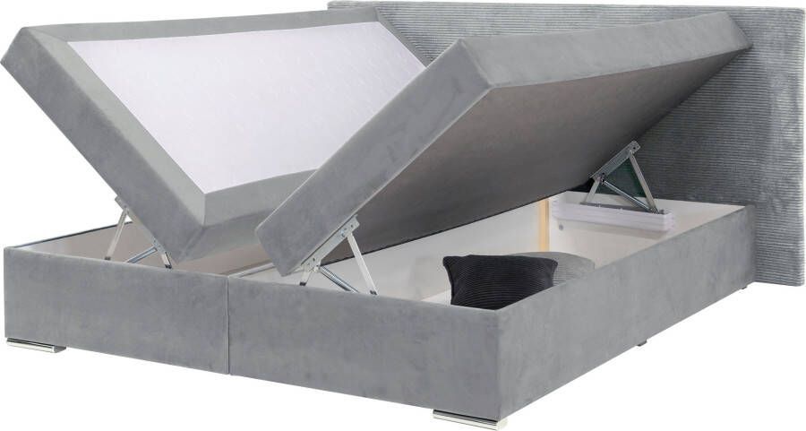 INOSIGN Boxspring Evina Incl. bedbox & topper verkrijgbaar in H2 of H3 hoofdbord met ribfluwelen bekleding - Foto 8