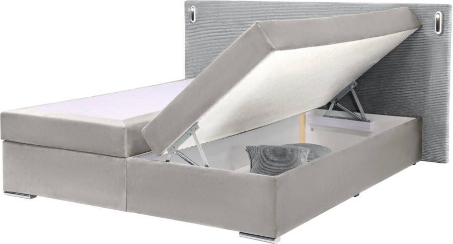 INOSIGN Boxspring Evina Incl. bedbox & topper verkrijgbaar in H2 of H3 hoofdbord met ribfluwelen bekleding - Foto 6