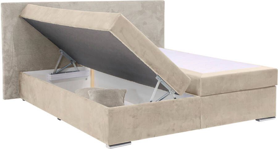 INOSIGN Boxspring Evina Incl. bedbox & topper verkrijgbaar in H2 of H3 hoofdbord met ribfluwelen bekleding - Foto 4