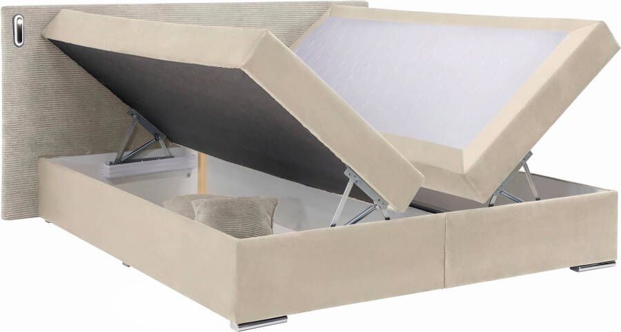 INOSIGN Boxspring Evina Incl. bedbox & topper verkrijgbaar in H2 of H3 hoofdbord met ribfluwelen bekleding - Foto 9