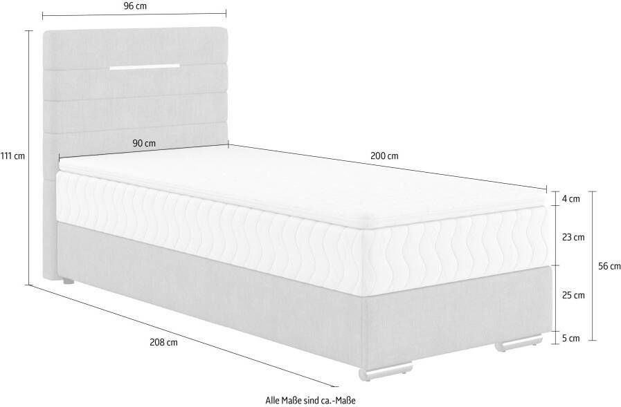 INOSIGN Boxspring Stratus met rgb-ledverlichting bedkist en matras