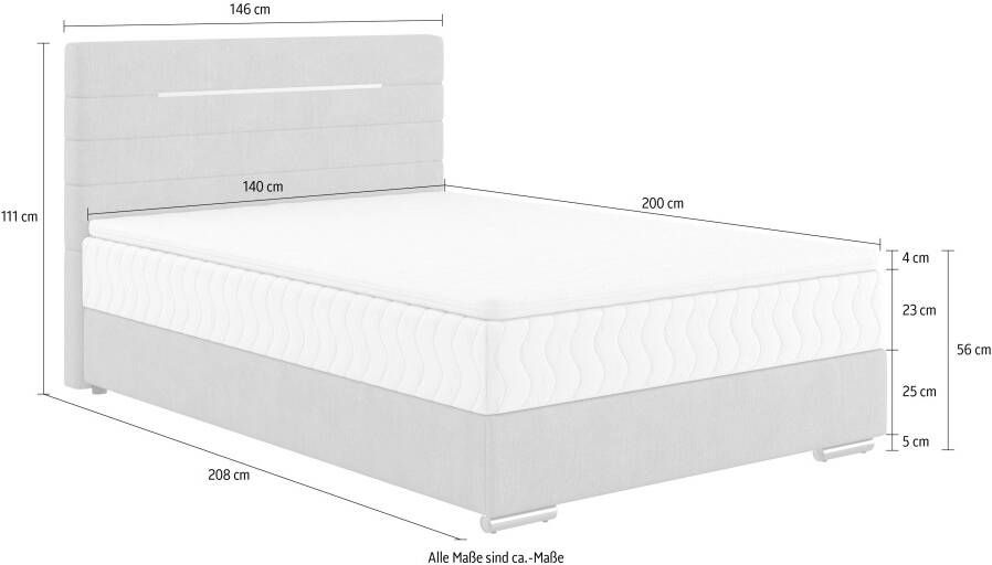 INOSIGN Boxspring Stratus met rgb-ledverlichting bedkist en matras