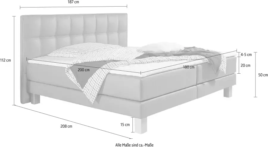 INOSIGN Boxspring Tavira in 4 breedten 4 kleuren en 3 matrassoorten incl. topmatras - Foto 3