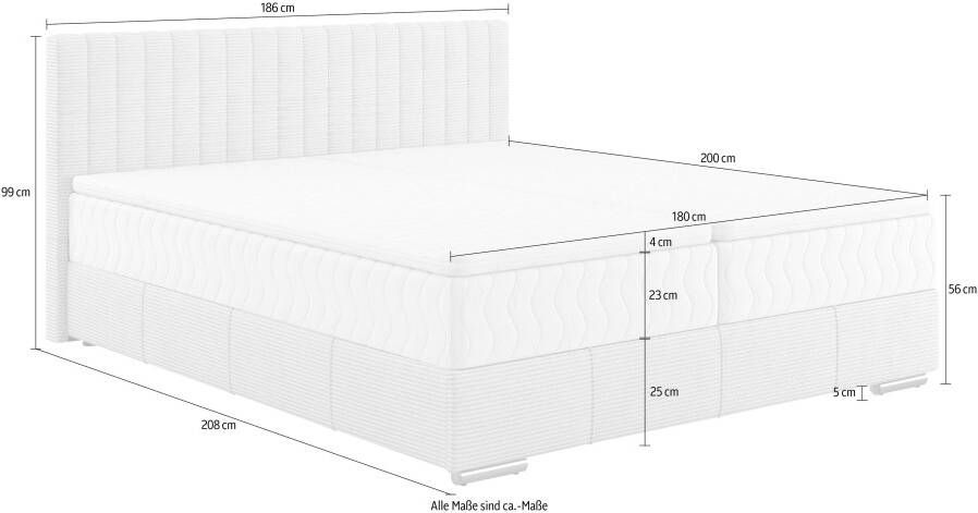 INOSIGN Boxspring Thor met bedbodem incl. matras topverkoper Topmatras en sierkussen in verschillende hardheden beschikbaar - Foto 4