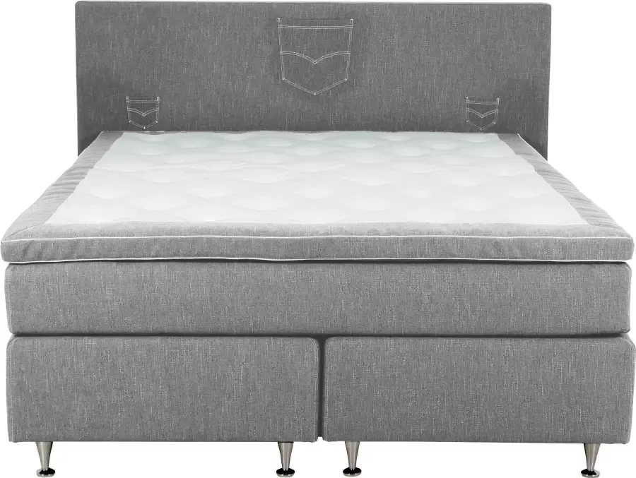 INOSIGN Boxspring Zahara incl. topmatras bijzondere highlight: opgestikte jeanszakken look - Foto 2