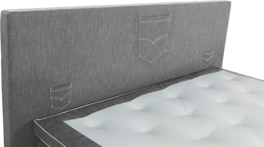 INOSIGN Boxspring Zahara incl. topmatras bijzondere highlight: opgestikte jeanszakken look - Foto 6