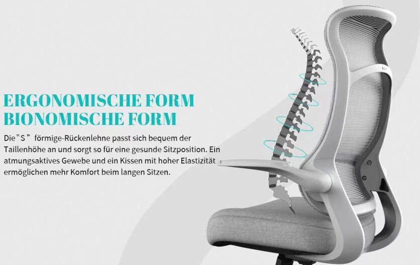 INOSIGN Bureaustoel Toico design bureaustoel ergonomische rugleuning lendensteun & opklapbare armleuningen - Foto 6