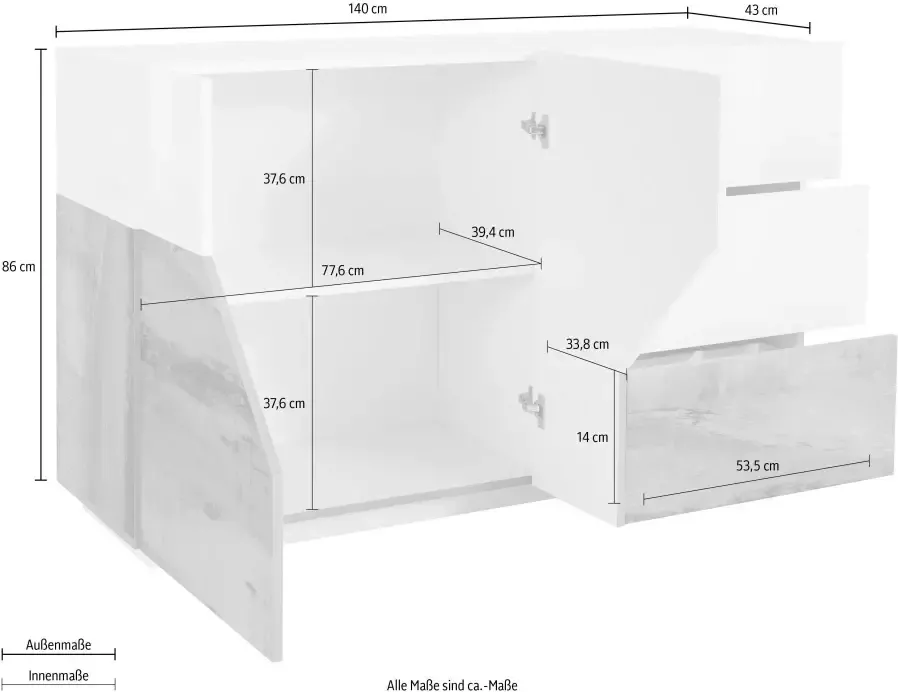 INOSIGN Dressoir Alien Breedte ca. 140 cm - Foto 2