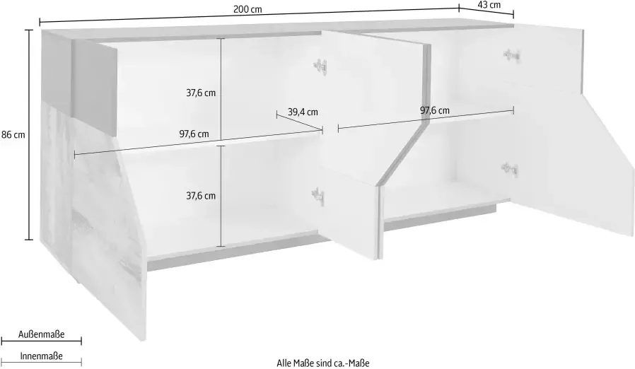 INOSIGN Dressoir Alien Breedte ca. 200 cm - Foto 5