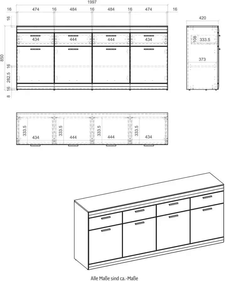 INOSIGN Dressoir SCARA met applicatie tineiken decor breedte 200 cm met soft-closefunctie - Foto 2