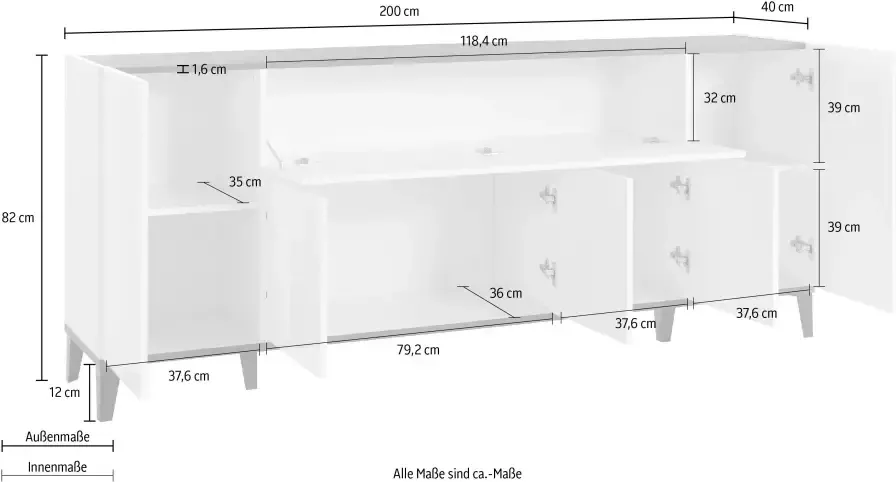 INOSIGN Dressoir SUNRISE Breedte 200 cm - Foto 6