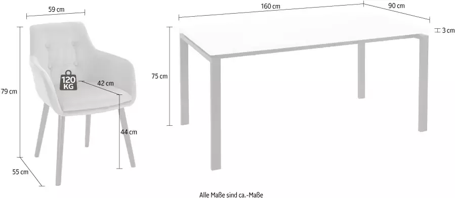 INOSIGN Eethoek Bradford met 4 stoelen (set 5-delig) - Foto 5