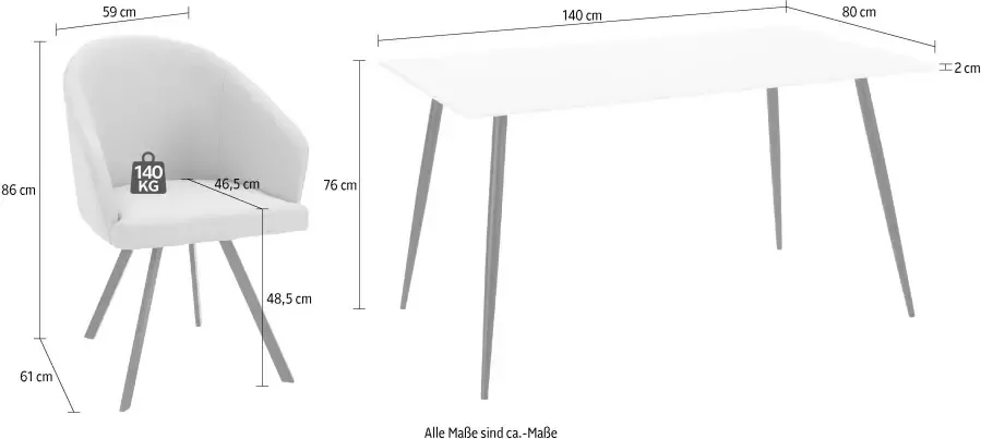 INOSIGN Eethoek BARRY met 4 stoelen (set 5-delig) - Foto 5