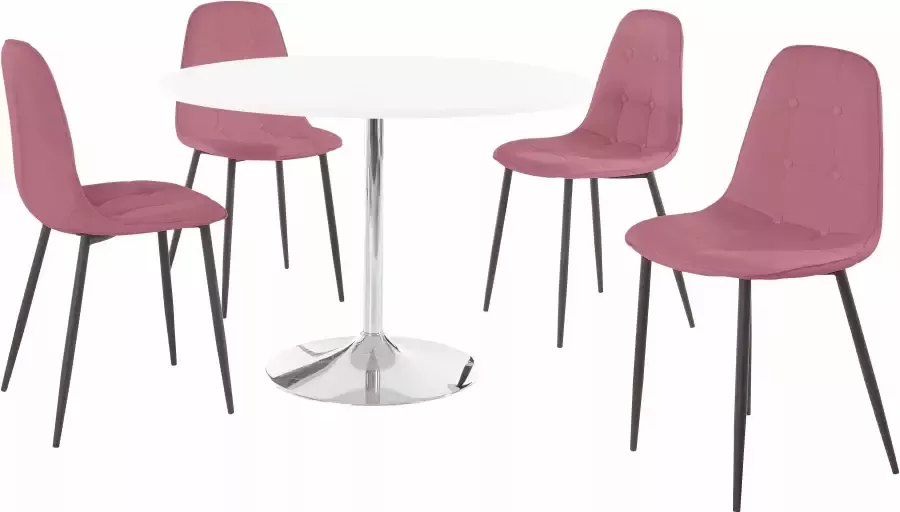INOSIGN Eethoek met ronde tafel in hoogglans-wit (set 5-delig) - Foto 2