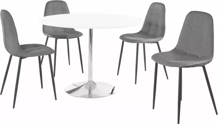 INOSIGN Eethoek met ronde tafel in hoogglans-wit (set 5-delig) - Foto 2