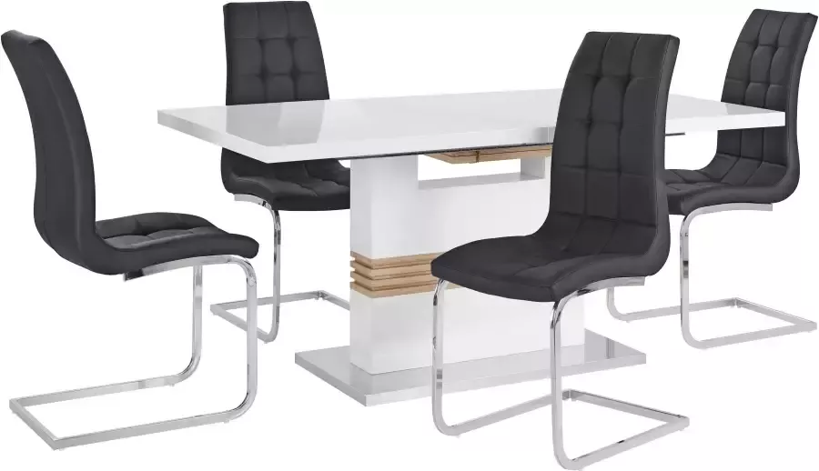 INOSIGN Eethoek Perez Lola met 4 stoelen tafel uittrekbaar breedte 160-200 cm (set 5-delig) - Foto 2