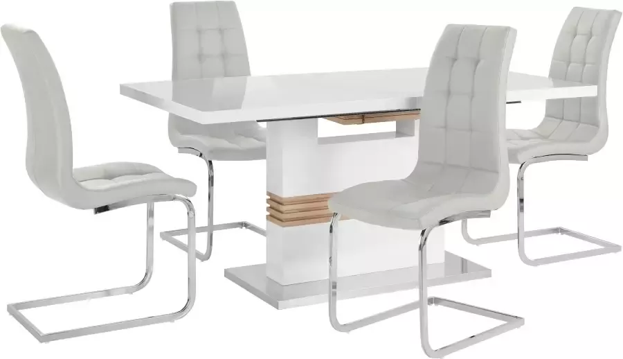 INOSIGN Eethoek Perez Lola met 4 stoelen tafel uittrekbaar breedte 160-200 cm (set 5-delig) - Foto 3