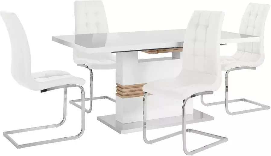 INOSIGN Eethoek Perez Lola met 4 stoelen tafel uittrekbaar breedte 160-200 cm (set 5-delig) - Foto 3