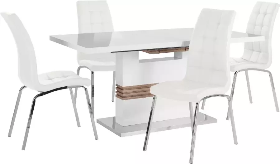 INOSIGN Eethoek Perez paars met 4 stoelen tafel uittrekbaar breedte 160-200 cm (set 5-delig) - Foto 3