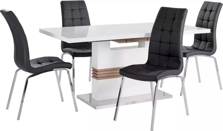 INOSIGN Eethoek Perez paars met 4 stoelen tafel uittrekbaar breedte 160-200 cm (set 5-delig) - Foto 2