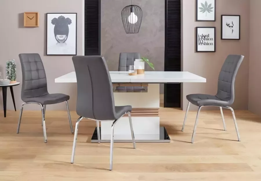 INOSIGN Eethoek Perez paars met 4 stoelen tafel uittrekbaar breedte 160-200 cm (set 5-delig) - Foto 2
