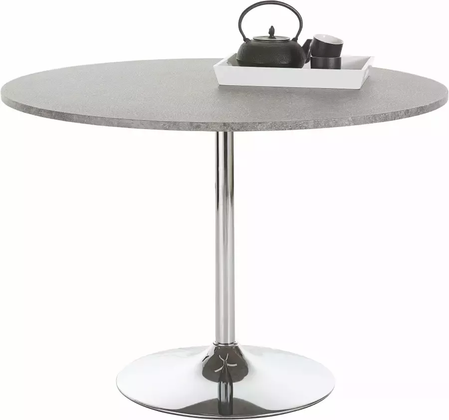 INOSIGN Eettafel Trompet rond ø 110 cm tafelblad hoogglans-wit