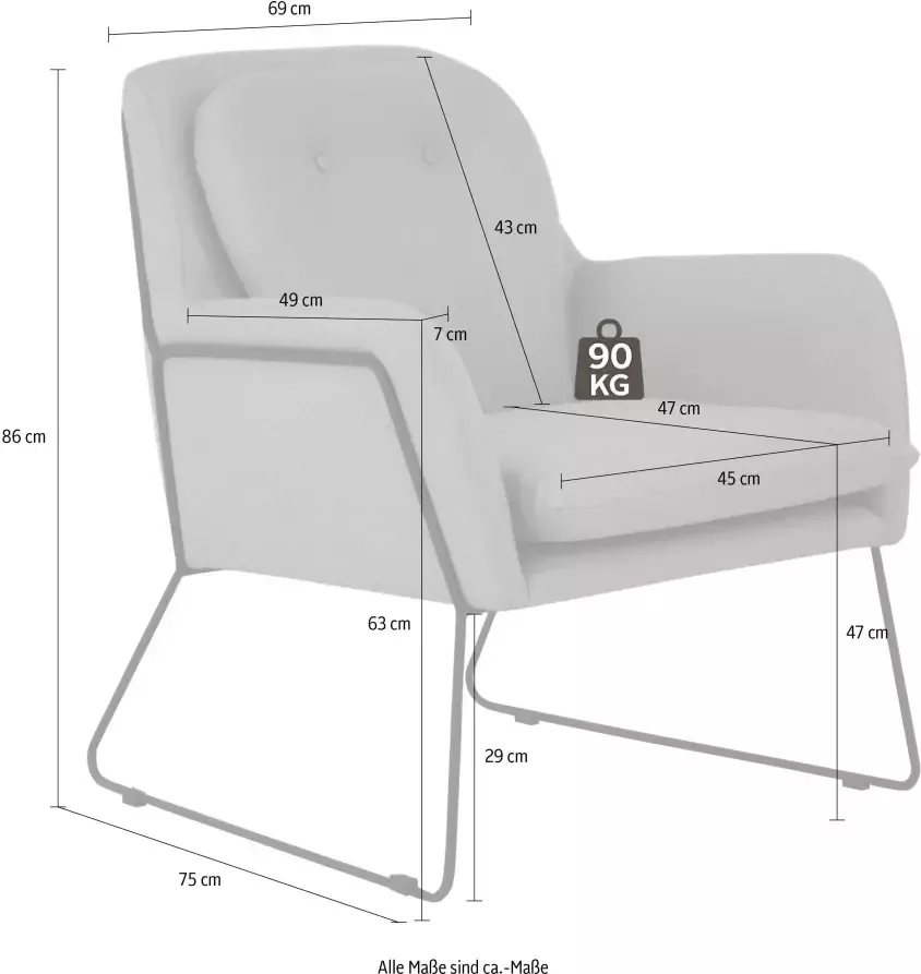 INOSIGN Fauteuil Flin met knopen en kussen-look achter - Foto 2