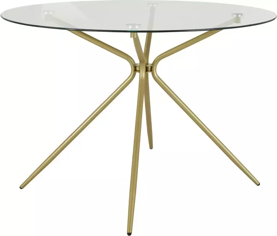 INOSIGN Glazen tafel Silvi rond ø 110 cm metalen frame in messingkleur