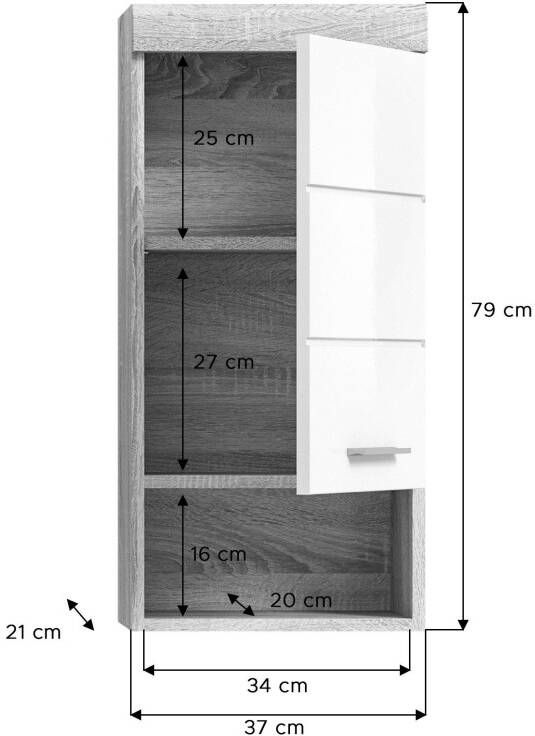 INOSIGN Hangend kastje Siena Badkamermeubels Badkamerkast 1 deur 1 open vak breedte 37 cm (1 stuk) - Foto 7