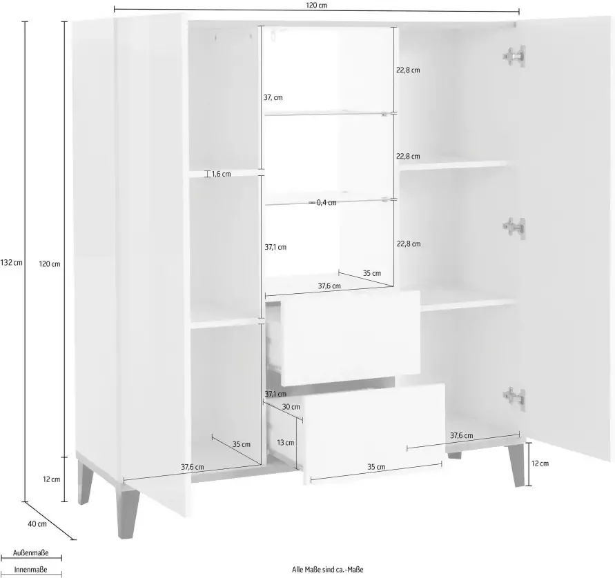 INOSIGN Highboard SUNRISE Breedte 120 cm - Foto 2