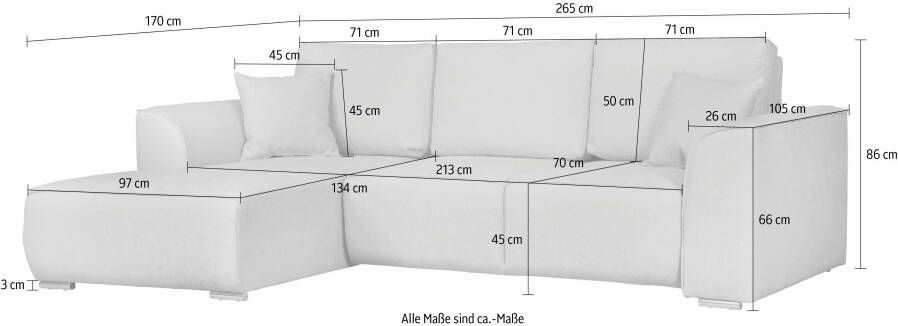 INOSIGN Hoekbank BEATRICE optionele slaapbank met bedlade B D H: 265 170 86 cm - Foto 5