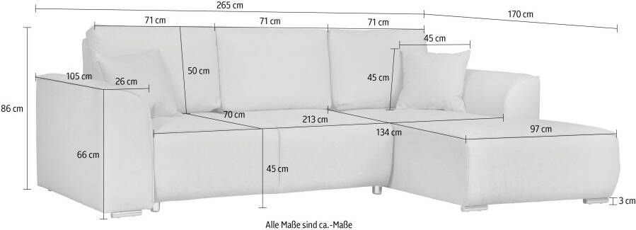 INOSIGN Hoekbank BEATRICE optionele slaapbank met bedlade B D H: 265 170 86 cm - Foto 7