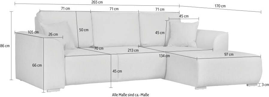 INOSIGN Hoekbank BEATRICE optionele slaapbank met bedlade B D H: 265 170 86 cm - Foto 5